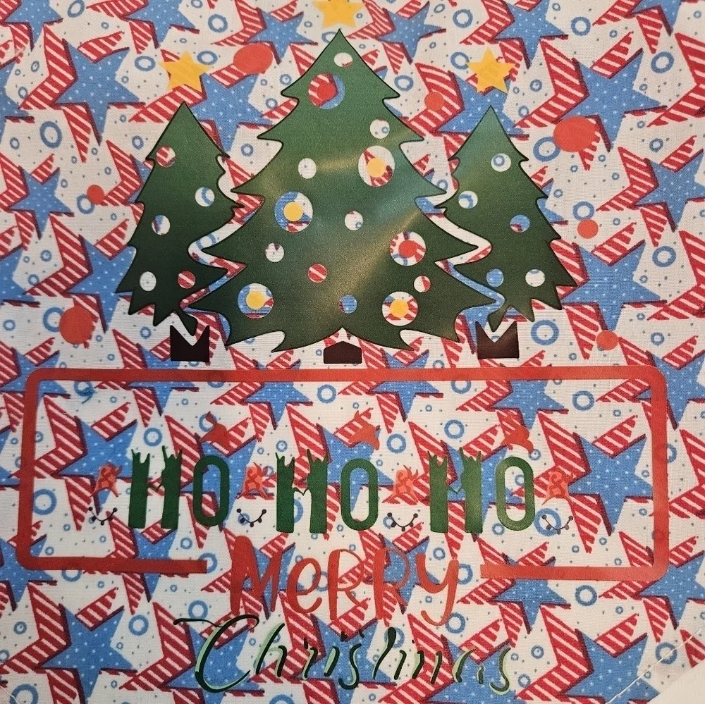 Upcycled Dog Bandana Christmas Trees heat transfer Ho Ho Ho Merry Christmas (M)